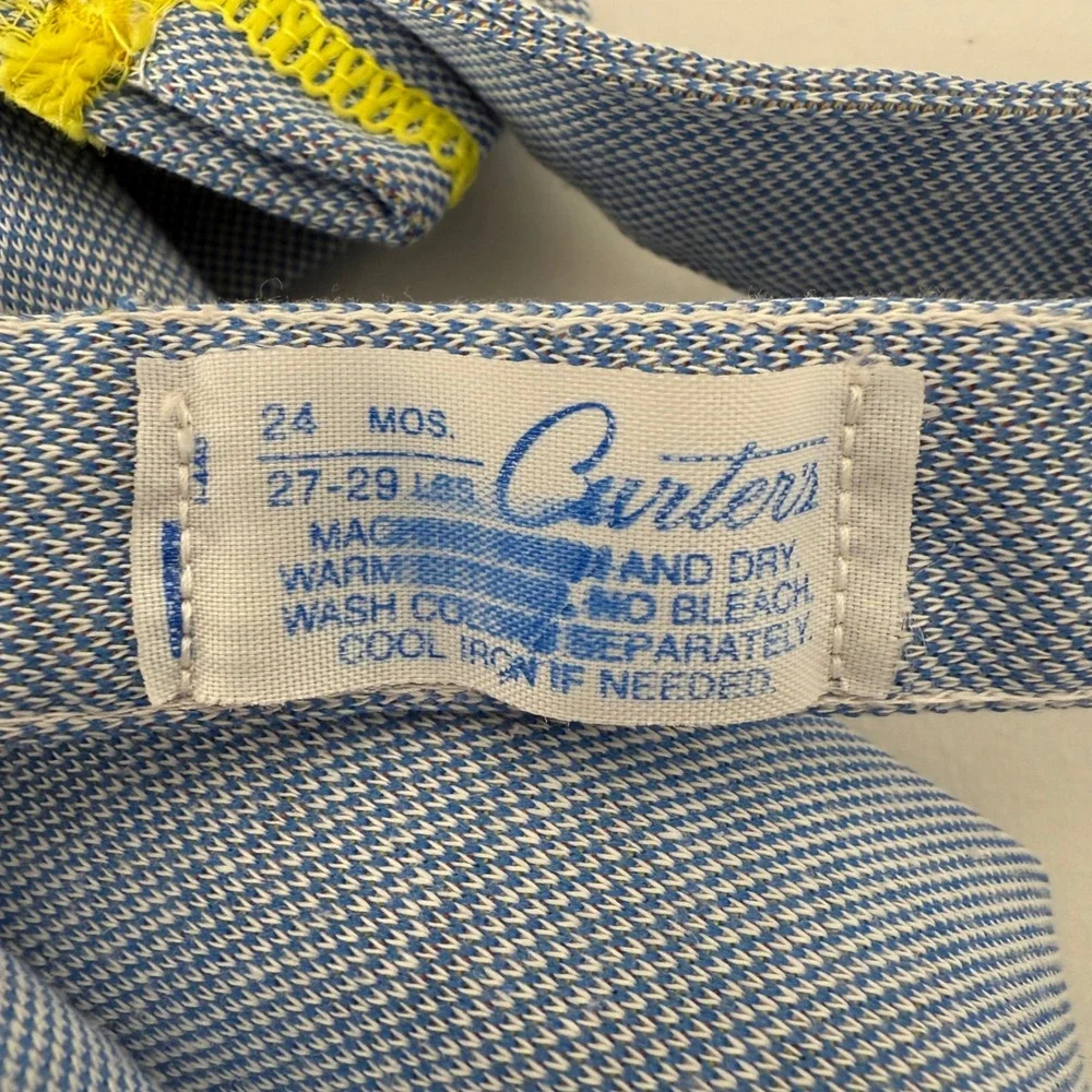 Vintage Carters‎ Kids Blue Train Overalls 24 Months Romper Jumper Snap Button